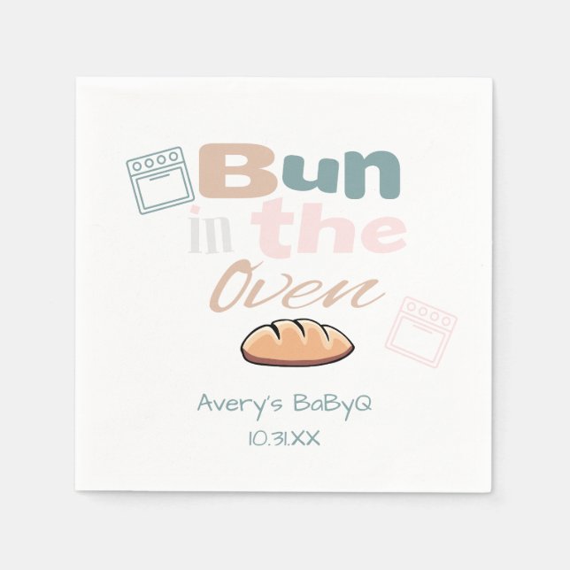 Cute Bun In Oven BaBy Q Shower  Napkins (Front)