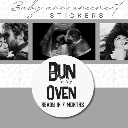Cute Bun In Oven Ready Soon Pregnancy Announcement Classic Round Sticker