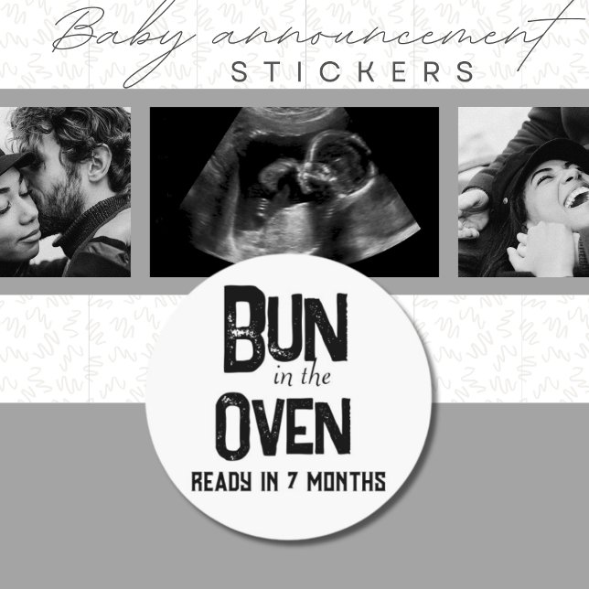 Cute Bun In Oven Ready Soon Pregnancy Announcement Classic Round Sticker (Cute Pregnancy Announcement Stickers)