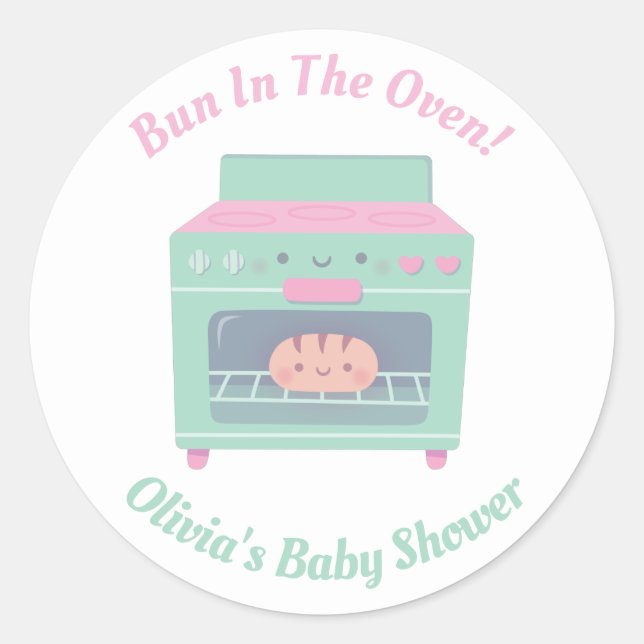 Cute Bun In The Oven Baby Shower Decor Classic Round Sticker (Front)