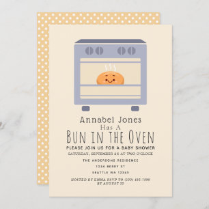 Cute Bun in the Oven Gender-Neutral Baby Invitation