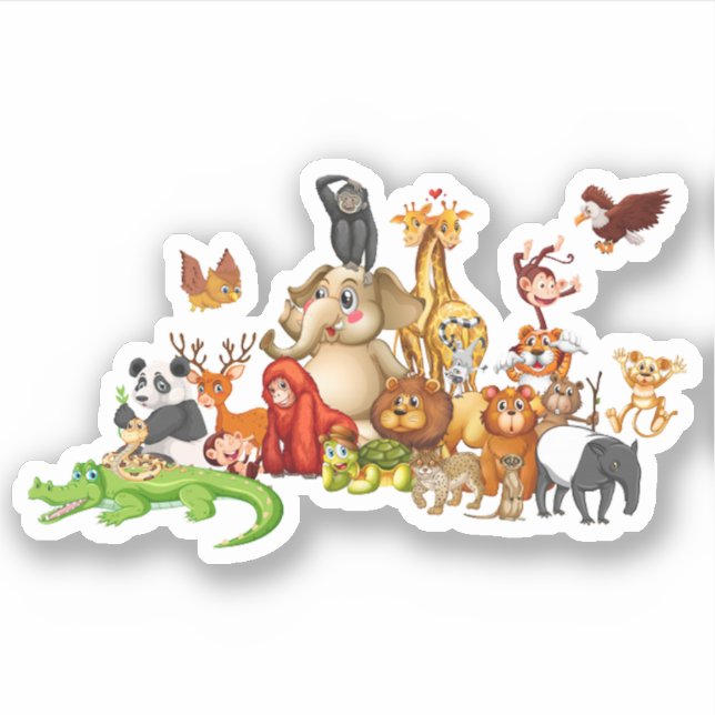 Cute bunch of animals sticker (Front)