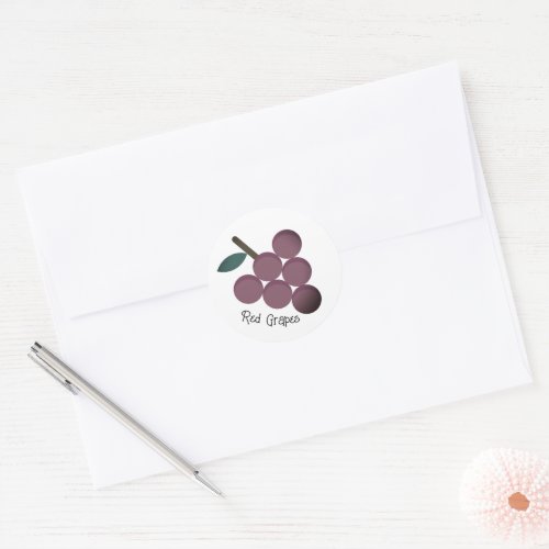 Cute Bunch Red Grapes Personalised White Classic Round Sticker