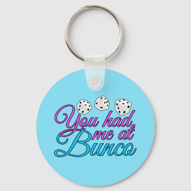 Cute Bunco Game Night Pink Blue Dice Keychain (Front)