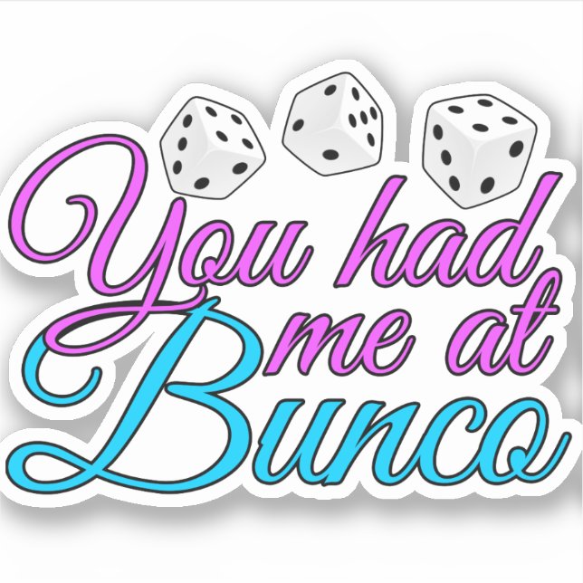 Cute Bunco Game Night Pink Blue Dice Sticker (Front)