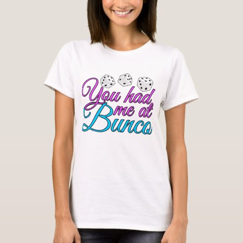 Cute Bunco Game Night Pink Blue Dice T_Shirt