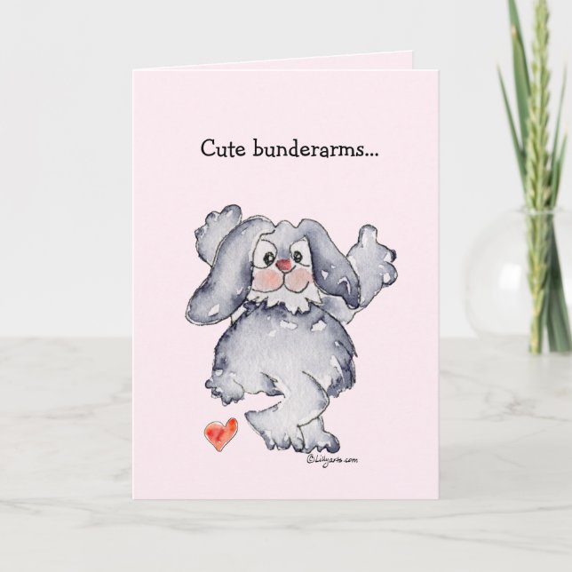Cute Bunderarms Cartoon Rabbit Love Holiday Card (Front)
