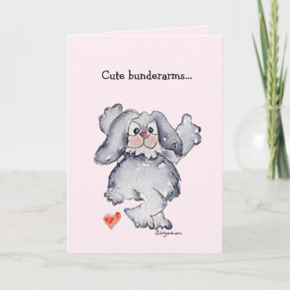 Cute Bunderarms Cartoon Rabbit Love Holiday Card