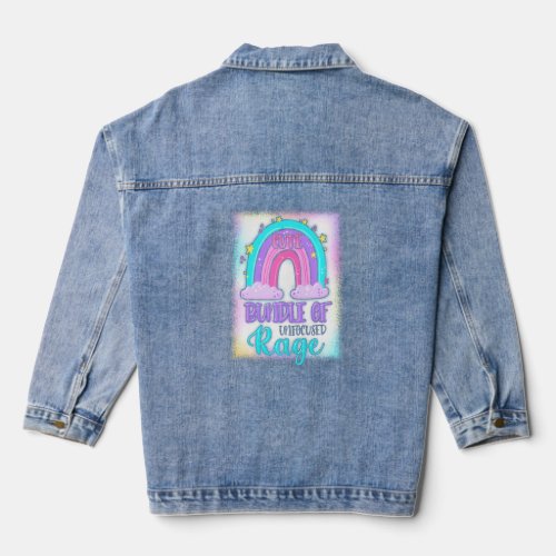 Cute Bundle Of Unfocused Rage Pastel Goth Rainbow  Denim Jacket