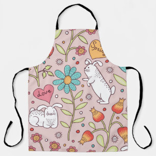 Cute Bunnies: Adorable Seamless Charm. Apron