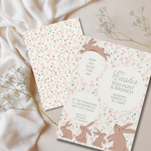 Cute Bunnies and Spring Blooms Easter Egg Hunt  Invitation