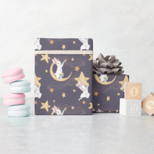 Cute Bunnies and Stars  Wrapping Paper