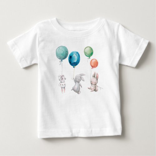 Cute Bunnies Bunny Balloons Custom Baby T_Shirt 