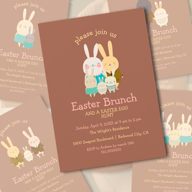 Cute Bunnies Customizable Easter Party Invitation (Creator Uploaded)