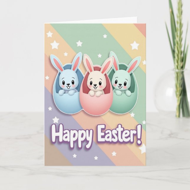 Cute Bunnies Easter Celebration Card (Front)