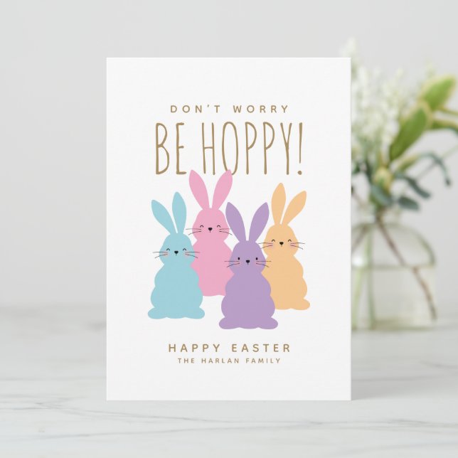 Cute Bunnies Easter Personalized Holiday Card (Standing Front)