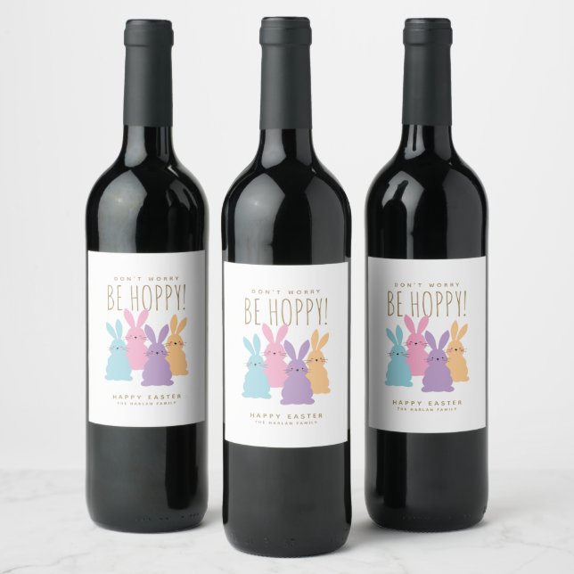 Cute Bunnies Easter Personalized Wine Label (Bottles)