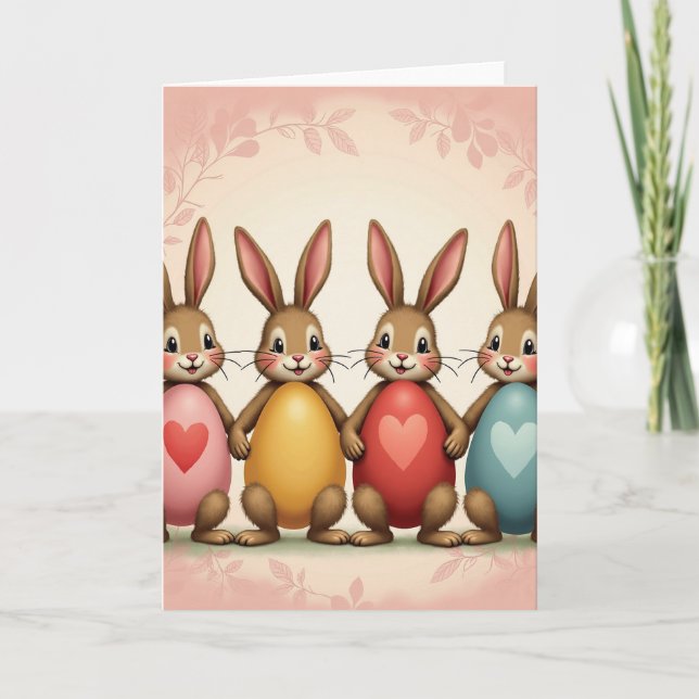 Cute Bunnies Festive Card (Front)