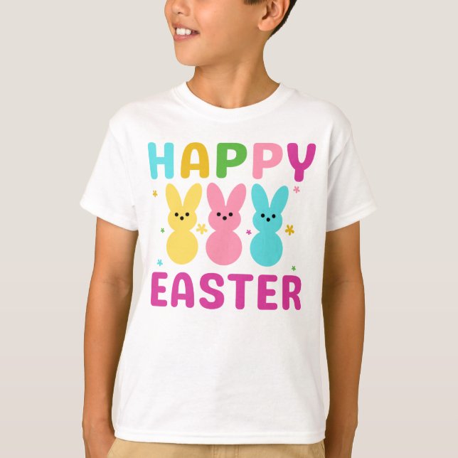 Cute Bunnies Fun Happy Easter  T-Shirt (Front)