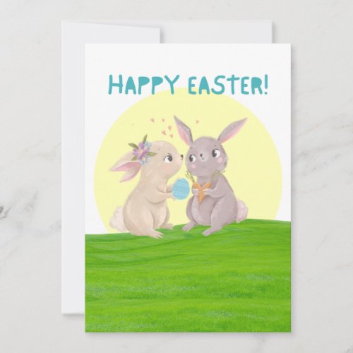 Cute Bunnies Happy Easter Card