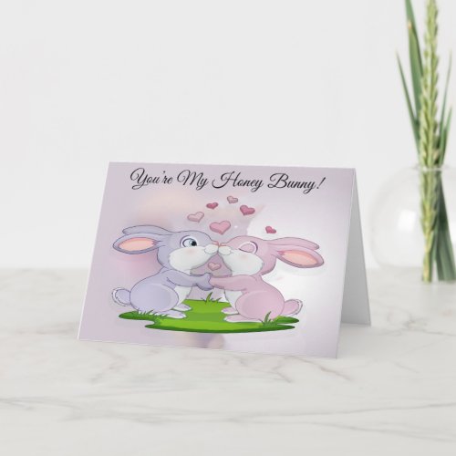 Cute Bunnies in Love Holiday Card