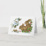 Cute Bunnies In The Snow At Christmas Holiday Card at Zazzle