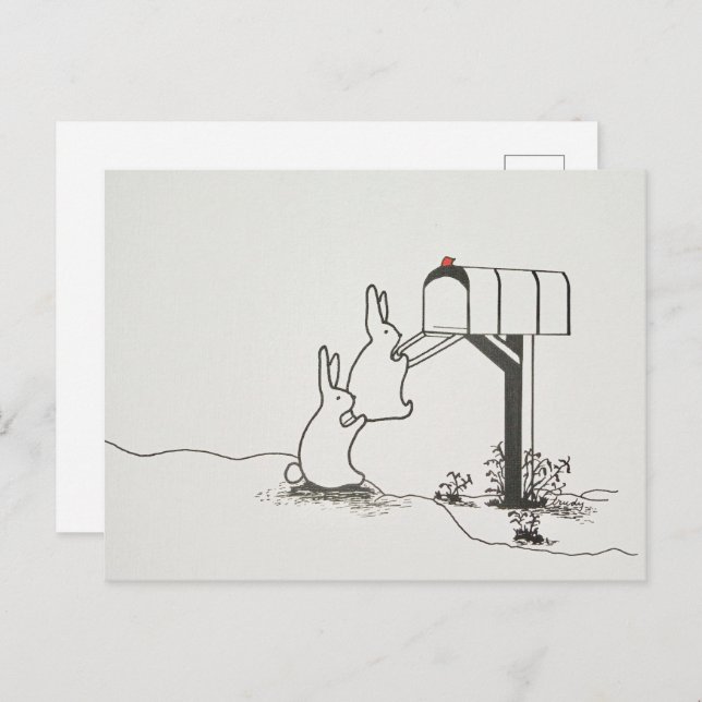 Cute Bunnies Looking for Some Mail Postcard (Front/Back)
