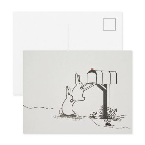 Cute Bunnies Looking for Some Mail Postcard