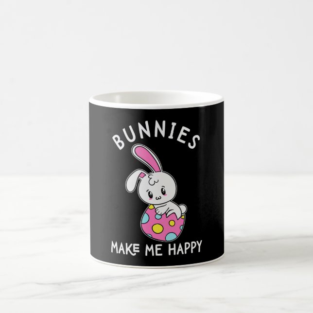 Cute Bunnies Make Me Happy Cute Easter Bunny Coffee Mug (Center)