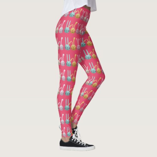 Cute  Bunnies on Pink Design Leggings