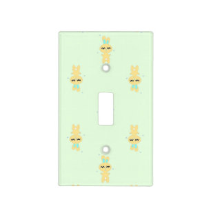 Cute bunnies pattern on green light switch cover