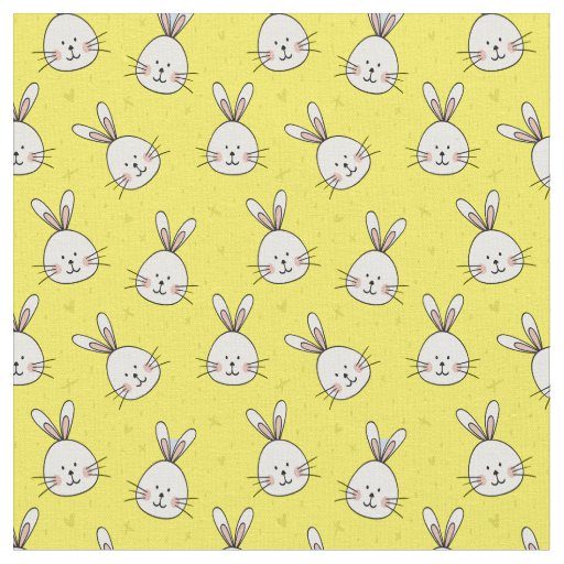 Cute Bunnies Pattern on Yellow Unisex Child Fabric