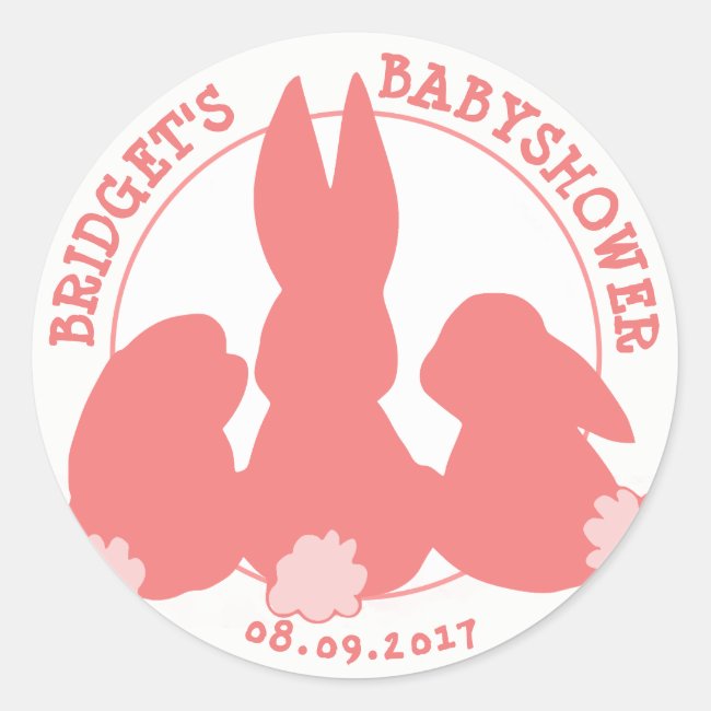 Cute Bunnies Personalized Baby Shower Sticker