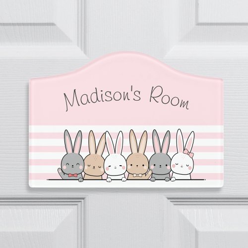 Cute Bunnies Personalized Door Sign