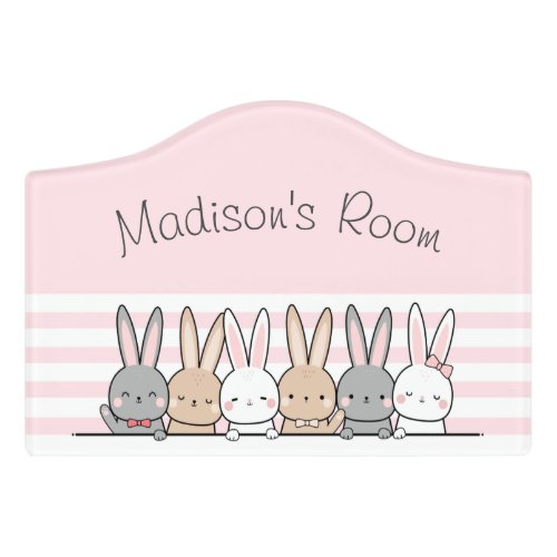 Cute Bunnies Personalized Door Sign