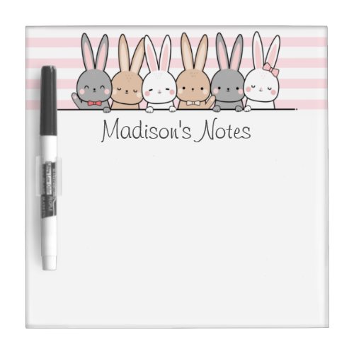 Cute Bunnies Personalized Dry Erase Board