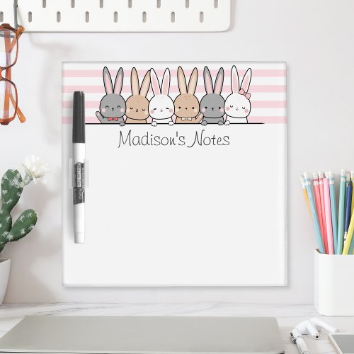 Cute Bunnies Personalized Dry Erase Board