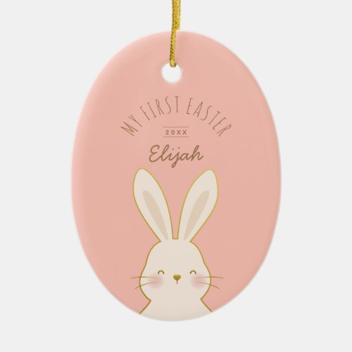 Cute Bunnies Personalized Easter Ceramic Ornament