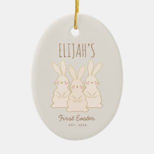 Cute Bunnies Personalized Easter Ceramic Ornament