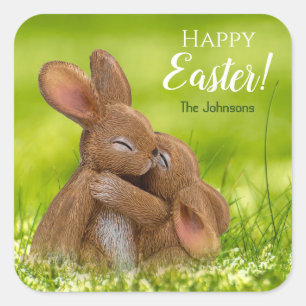 Cute Bunnies Personalized Easter Sticker Seal