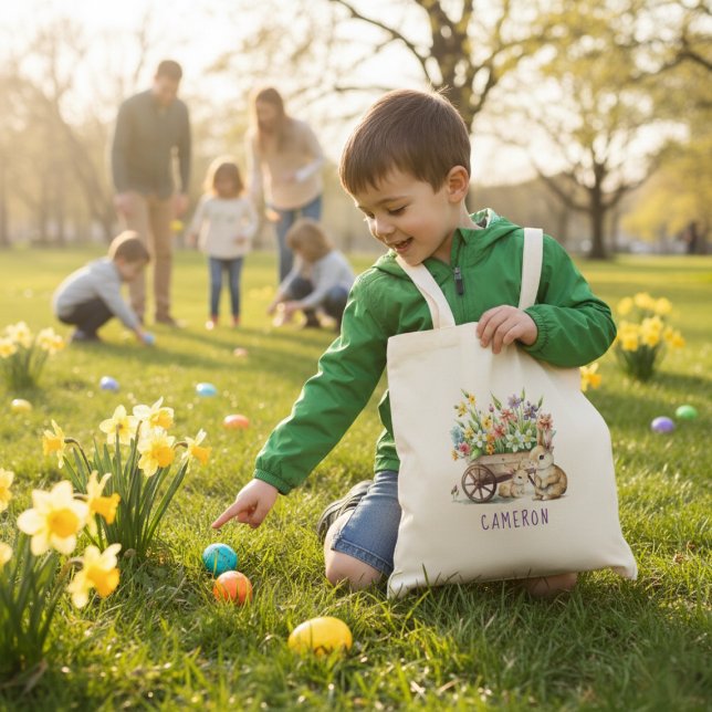 Cute Bunnies Personalized Easter Tote Bag (Cute Bunnies Personalized Easter Tote Bag)