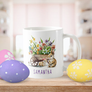 Cute Bunnies Personalized Girl Easter Coffee Mug