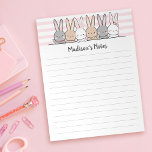 Cute Bunnies Personalized Notepad<br><div class="desc">Easily personalize this notepad with your custom name and title. The design features a bunch of cute hand-drawn cartoon bunnies.</div>