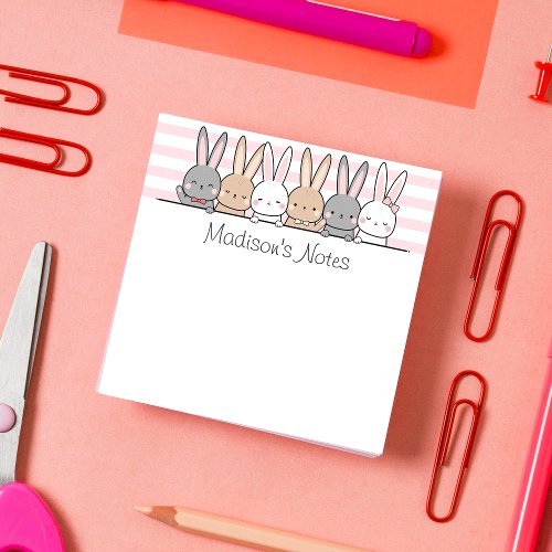 Cute Bunnies Personalized Post_it Notes
