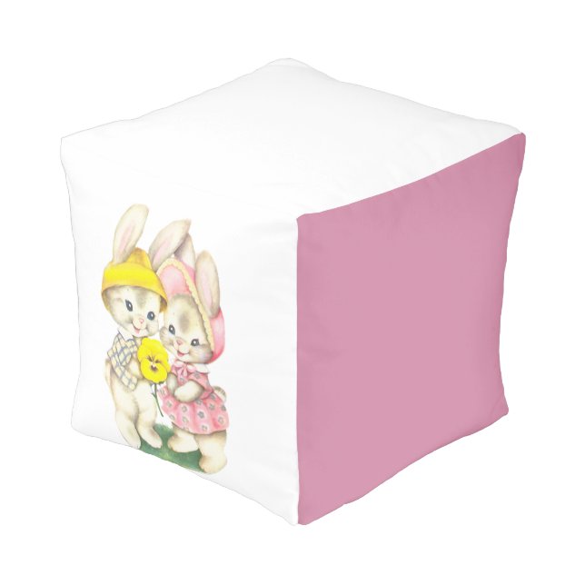 Cute bunnies pouf (Angled Front)