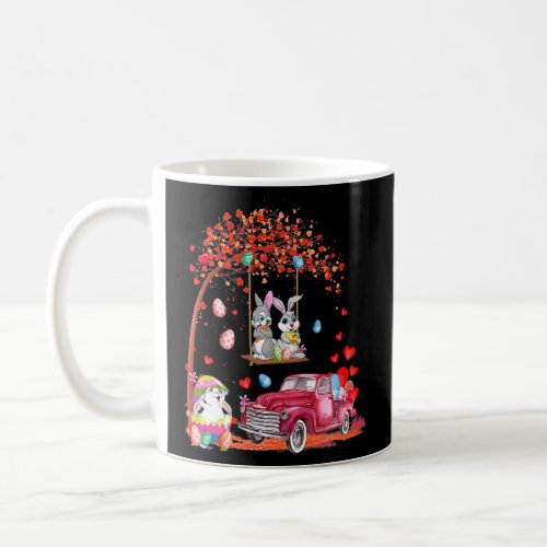 Cute Bunnies Red Truck With Easter Eggs Cute Easte Coffee Mug