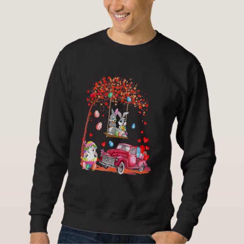 Cute Bunnies Red Truck With Easter Eggs Cute Easte Sweatshirt