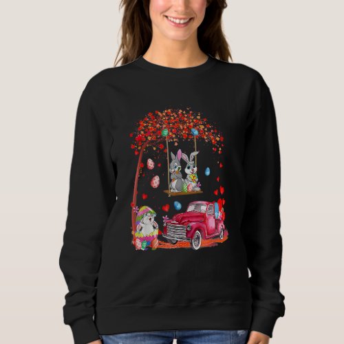 Cute Bunnies Red Truck With Easter Eggs Cute Easte Sweatshirt