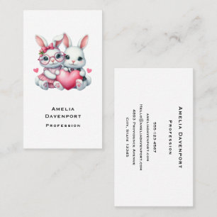 Cute Bunnies Sharing a Heart Business Card