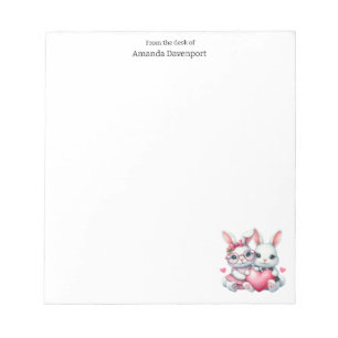 Cute Bunnies Sharing a Heart Notepad